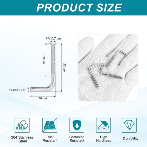MECCANIXITY 5pcs M8 x 80mm L-Shaped Right Angle Bolt Screw, 304 Stainless Steel L Shape Foundation Bolt Long Square Bend Screw in Saudi Arabia