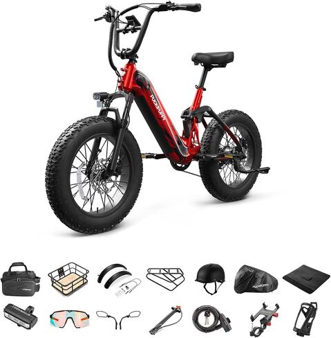 Corgi Electric Bike for Adults 960W, 48V 20Ah Battery, New Longitudinal Suspension, 20'' Fat Tire Full Suspension Mountain Ebike, 28MPH & 80Miles Range, LCD Display, 7 Speed in Saudi Arabia