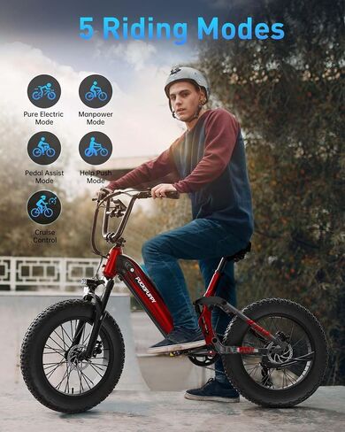 Corgi Electric Bike for Adults 960W, 48V 20Ah Battery, New Longitudinal Suspension, 20'' Fat Tire Full Suspension Mountain Ebike, 28MPH & 80Miles Range, LCD Display, 7 Speed in Saudi Arabia
