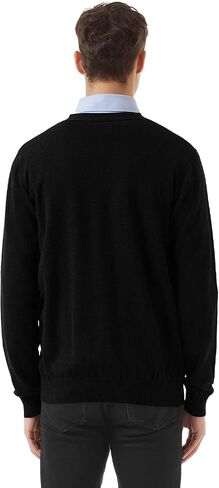QUALFORT Mens Cardigan Sweater 100% Cotton Pockets Casual Slim Fit V-Neck Knitted Sweaters Button up in Kuwait