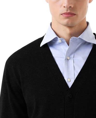 QUALFORT Mens Cardigan Sweater 100% Cotton Pockets Casual Slim Fit V-Neck Knitted Sweaters Button up in Kuwait
