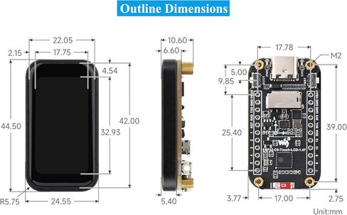 ESP32-C6 1.47inch Touch Display Development Board, 172x320 Resolution IPS LCD, 262K Display Color, Supports W-F-i 6 / BLE 5, 160MHz RISC-V Processor, Type-C, with Pre-Soldered Header in Saudi Arabia