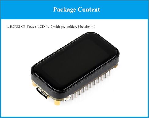 ESP32-C6 1.47inch Touch Display Development Board, 172x320 Resolution IPS LCD, 262K Display Color, Supports W-F-i 6 / BLE 5, 160MHz RISC-V Processor, Type-C, with Pre-Soldered Header in Saudi Arabia