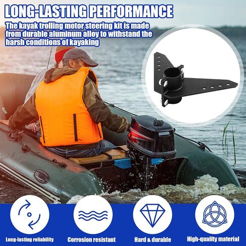 2 Sets Steering Triangle Mounting Bracket for NK-180s Brushless Kayak Motor Replacement Parts Kit, Black Mounted Steering Bracket, Anti Rust Easy Installation in Saudi Arabia
