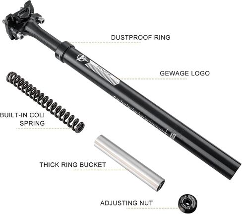 Suspension Seatpost for Bicycles - 27.2/30.9/31.6 X 400mm Shock Absorbing Bike Seatposts - Lightweight Aluminum Alloy Seat Post for Mountain Road Bike BMX eBike in Kuwait