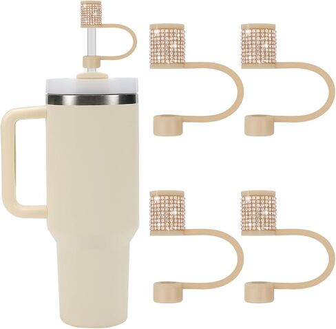 مجموعة إكسسوارات كأس ستانلي ، 4 أجهزة كمبيوتر بلينغ قش الماس ، غطاء قش لـ Stanley 30 و 40 أوقية مع Tumblers ، و 0.4 بوصة إكسسوارات Tumblers ، قش Topper مقابل 10 مم من القش (4pcs Champagne) in Kuwait