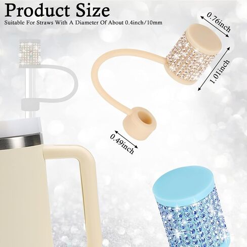 مجموعة إكسسوارات كأس ستانلي ، 4 أجهزة كمبيوتر بلينغ قش الماس ، غطاء قش لـ Stanley 30 و 40 أوقية مع Tumblers ، و 0.4 بوصة إكسسوارات Tumblers ، قش Topper مقابل 10 مم من القش (4pcs Champagne) in Kuwait