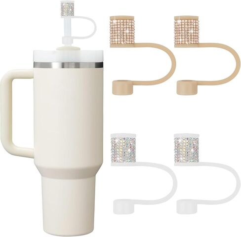 مجموعة إكسسوارات كأس ستانلي ، 4 أجهزة كمبيوتر بلينغ قش الماس ، غطاء قش لـ Stanley 30 و 40 أوقية مع Tumblers ، و 0.4 بوصة إكسسوارات Tumblers ، قش Topper مقابل 10 مم من القش (4pcs Champagne) in Kuwait