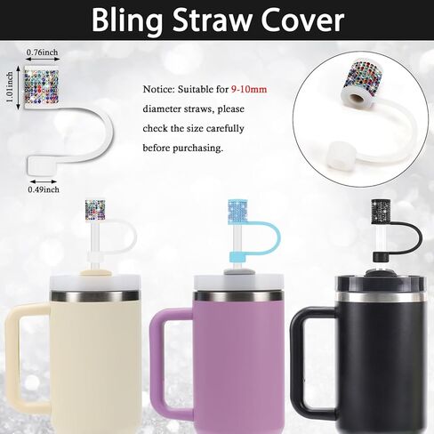 مجموعة إكسسوارات كأس ستانلي ، 4 أجهزة كمبيوتر بلينغ قش الماس ، غطاء قش لـ Stanley 30 و 40 أوقية مع Tumblers ، و 0.4 بوصة إكسسوارات Tumblers ، قش Topper مقابل 10 مم من القش (4pcs Champagne) in Kuwait