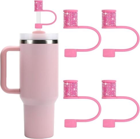 مجموعة إكسسوارات كأس ستانلي ، 4 أجهزة كمبيوتر بلينغ قش الماس ، غطاء قش لـ Stanley 30 و 40 أوقية مع Tumblers ، و 0.4 بوصة إكسسوارات Tumblers ، قش Topper مقابل 10 مم من القش (4pcs Champagne) in Kuwait