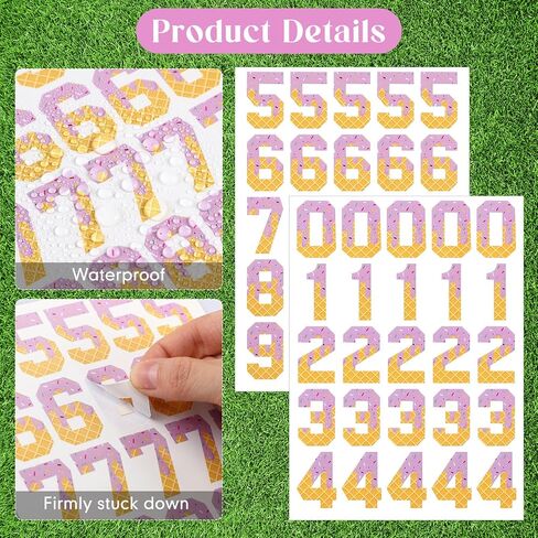 Marspark 150pcs آيس كريم تنقيط أرقام الرش لأرقام الرش لالبيسبول خوذة ذاتية لاصقة اللون الوردي والأزرق ليس من السهل السقوط وملصقات الخوذة الرياضية المقاومة للماء للكرة اللينة للبيسبول in Saudi Arabia