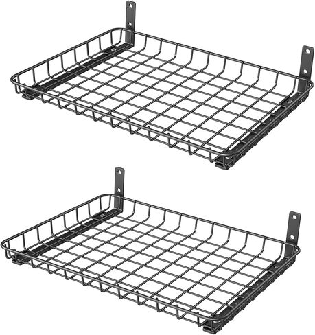 WALMANN Wall Shelves, 12 * 18 inch Wall-Mounted Storage Shelves for Garage, Closet, Laundry Room, Heavy Duty Wall Shelving, Holds Up to 60 lbs(Pack of 2, White) in Saudi Arabia