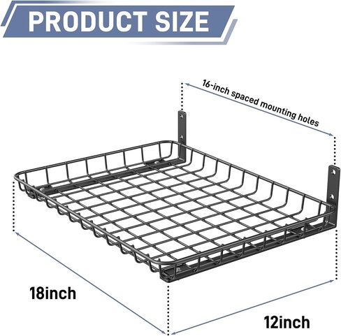 WALMANN Wall Shelves, 12 * 18 inch Wall-Mounted Storage Shelves for Garage, Closet, Laundry Room, Heavy Duty Wall Shelving, Holds Up to 60 lbs(Pack of 2, White) in Saudi Arabia