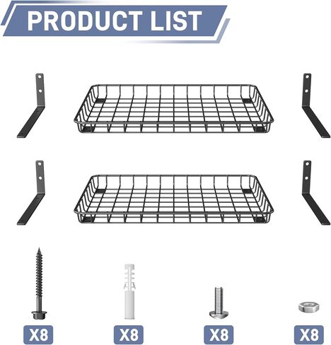 WALMANN Wall Shelves, 12 * 18 inch Wall-Mounted Storage Shelves for Garage, Closet, Laundry Room, Heavy Duty Wall Shelving, Holds Up to 60 lbs(Pack of 2, White) in Saudi Arabia