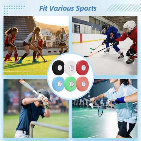 OMISTAR 10 Rolls Hockey Tapes, Non-Slip Lacrosse Stick Tapes, Adhesive Polyester-Cotton Shin Pad Wrappers, Multipurpose Sports Stick Tapes for Ice Skate, Skiing, 1×27.3 Yards Per Roll in Kuwait