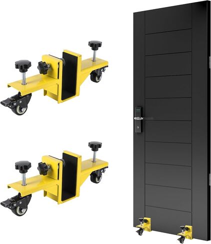 2 Piece Door Installation Kit for 0 to 1.89 Inch Thick, 750 Lbs Heavy Duty Door Installation Tools with Wheels for Commercial & Residential Use, One-Person Operation,Yellow in Saudi Arabia