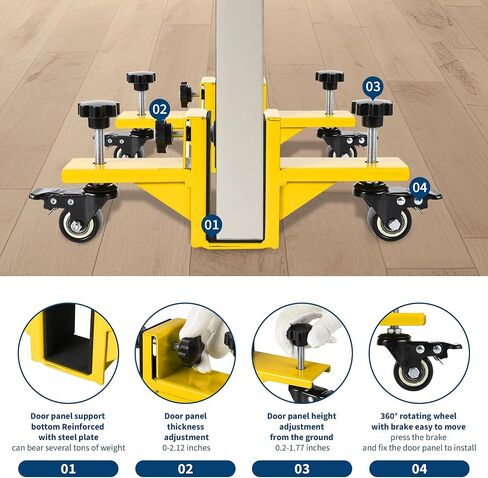 2 Piece Door Installation Kit for 0 to 1.89 Inch Thick, 750 Lbs Heavy Duty Door Installation Tools with Wheels for Commercial & Residential Use, One-Person Operation,Yellow in Saudi Arabia
