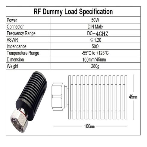 50W RF Dummy Load - 7/16 DIN MALE - 50 OHM إنهاء - DC 3GHZ إلى 4GHZ نعمة (3GHZ) in Kuwait