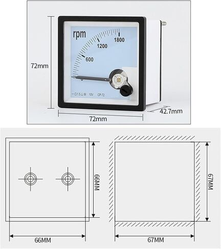 SQ-72 CP-72 Panel Meter Pointer RPM مقياس تاكومتر 1800R 10V 1PCS in Saudi Arabia