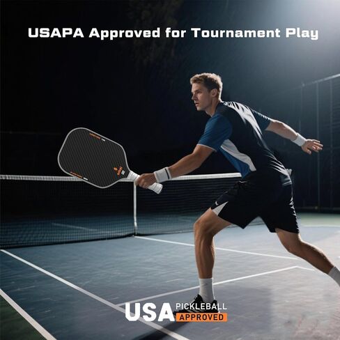 Pickleball Paddles, Raw T700 Carbon Fiber Pickleball Paddle, 16mm Power Polymer Core, Professional Rackets for Great Spin, Control & Precision Shots, USAPA Approved in Saudi Arabia