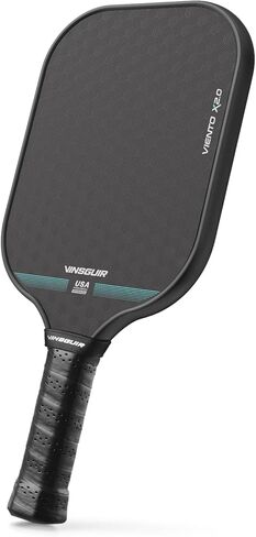 VINSGUIR Pickleball Paddle, Carbon Fiber Surface (CFS) High Grit & Spin, Pickle Ball Racket with 16MM Polypropylene Honeycomb Core and Elongated Handle, Ideal for Beginners and Professionals in Kuwait