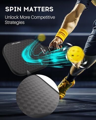 VINSGUIR Pickleball Paddle, Carbon Fiber Surface (CFS) High Grit & Spin, Pickle Ball Racket with 16MM Polypropylene Honeycomb Core and Elongated Handle, Ideal for Beginners and Professionals in Kuwait