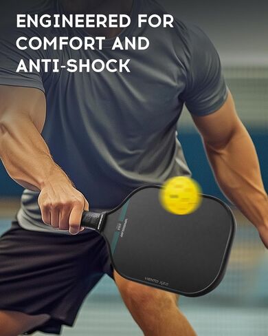 VINSGUIR Pickleball Paddle, Carbon Fiber Surface (CFS) High Grit & Spin, Pickle Ball Racket with 16MM Polypropylene Honeycomb Core and Elongated Handle, Ideal for Beginners and Professionals in Kuwait