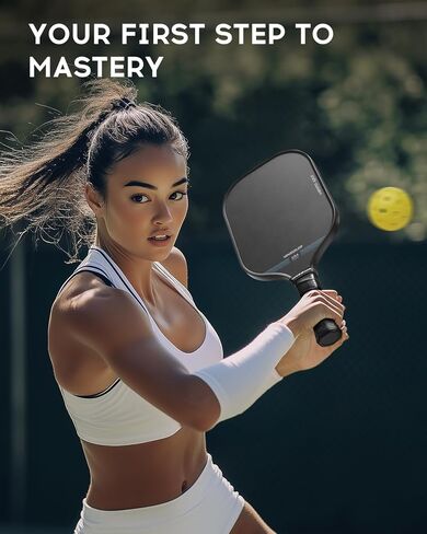 VINSGUIR Pickleball Paddle, Carbon Fiber Surface (CFS) High Grit & Spin, Pickle Ball Racket with 16MM Polypropylene Honeycomb Core and Elongated Handle, Ideal for Beginners and Professionals in Kuwait