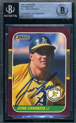 Jose Canseco Beckett Signed 1987 Donruss Opening Day Rookie Autograph 1 - Baseball Slabbed Autographed Cards in Saudi Arabia
