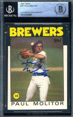 Paul Molitor Beckett BAS Signed 1986 Topps Autograph - Baseball Slabbed Autographed Cards in Saudi Arabia