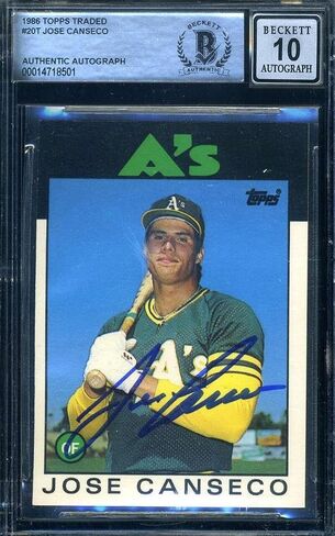 Jose Canseco Gem Mint 10 Beckett Signed 1986 Topps Traded Rookie Autograph - Baseball Slabbed Autographed Cards in Saudi Arabia