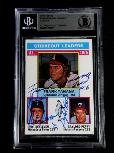Bert Blyleven Perry Frank Tanana Signed 1976 Topps #204 Beckett Autograph Auto - Baseball Slabbed Autographed Cards in Saudi Arabia