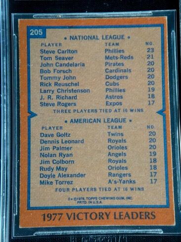 Steve Carlton Goltz Leonard Palmer وقع 1978 Topps #205 Beckett Autograph Auto - Baseball Slabbed Cards in Saudi Arabia