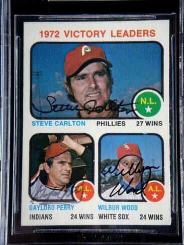 Steve Carlton Perry Wilbur Wood Signed 1973 Topps #66 Beckett Autograph Auto - Baseball Slabbed Autographed Cards in Saudi Arabia