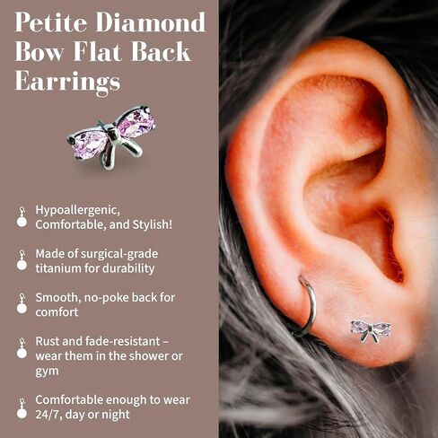 مكعب Zirconia Diamond Stud أقراط للنساء | أقراط Hypoallergenic للنساء ذات الظهر المسطح ، تصميم بدون طيار | التيتانيوم من فئة الزرع | تشيك ستورز آند سيلز ترصيع in Saudi Arabia