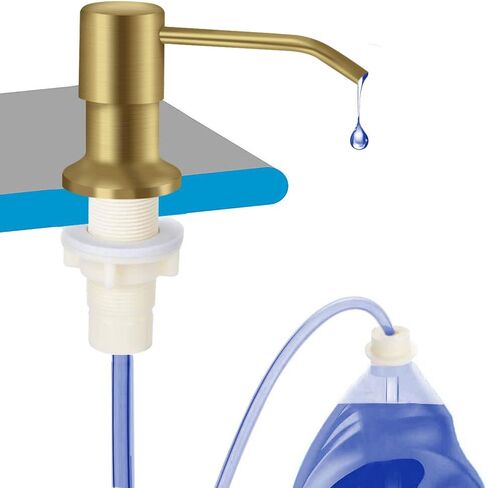 Dish Soap Dispenser for Kitchen Sink, Countertop Sink Soap Dispenser Water Pump with 47" No-Spill Extension Tube Kit Design for Kitchen Bathroom, Easy to Press, No More Refills （Golden） in Kuwait