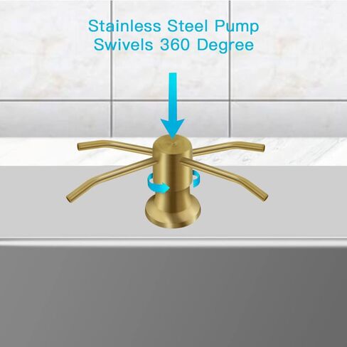 Dish Soap Dispenser for Kitchen Sink, Countertop Sink Soap Dispenser Water Pump with 47" No-Spill Extension Tube Kit Design for Kitchen Bathroom, Easy to Press, No More Refills （Golden） in Kuwait