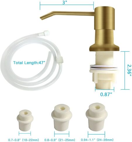 Dish Soap Dispenser for Kitchen Sink, Countertop Sink Soap Dispenser Water Pump with 47" No-Spill Extension Tube Kit Design for Kitchen Bathroom, Easy to Press, No More Refills （Golden） in Kuwait