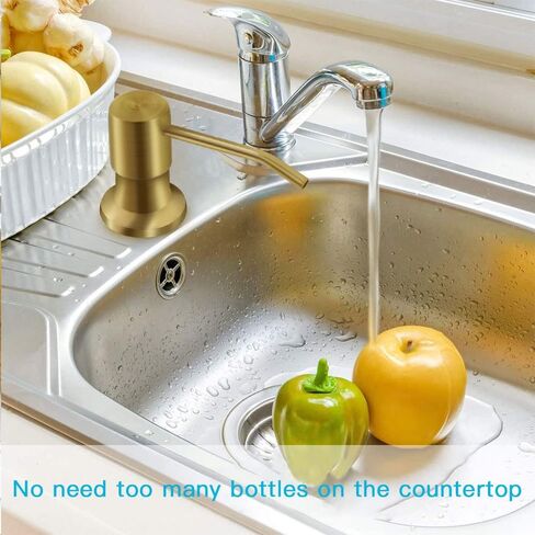 Dish Soap Dispenser for Kitchen Sink, Countertop Sink Soap Dispenser Water Pump with 47" No-Spill Extension Tube Kit Design for Kitchen Bathroom, Easy to Press, No More Refills （Golden） in Kuwait