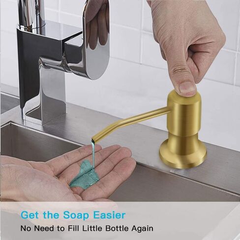 Dish Soap Dispenser for Kitchen Sink, Countertop Sink Soap Dispenser Water Pump with 47" No-Spill Extension Tube Kit Design for Kitchen Bathroom, Easy to Press, No More Refills （Golden） in Kuwait