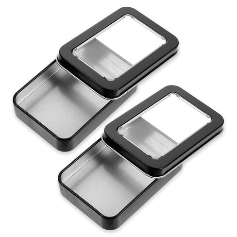 2pcs حاوية ربط الشعر المحمولة ، 3.54 × 2.36 بوصة سفر مسحة القطن مع غطاء مقاوم للغبار ، موزع خيط الأسنان القابل لإعادة التعبئة للسفر ، الفندق ، حاويات تخزين المعادن الصغيرة للعناصر الصغيرة ، الأسود in Kuwait