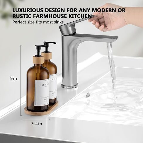 White Glass Soap Dispenser - Hand Dish Soap Dispenser Set for Kitchen Sink, Bathroom with Sturdy Pump and Tray, 14 Waterproof Labels,Refillable Soap Lotion Dispenser-White in Saudi Arabia