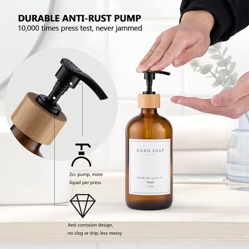 White Glass Soap Dispenser - Hand Dish Soap Dispenser Set for Kitchen Sink, Bathroom with Sturdy Pump and Tray, 14 Waterproof Labels,Refillable Soap Lotion Dispenser-White in Saudi Arabia