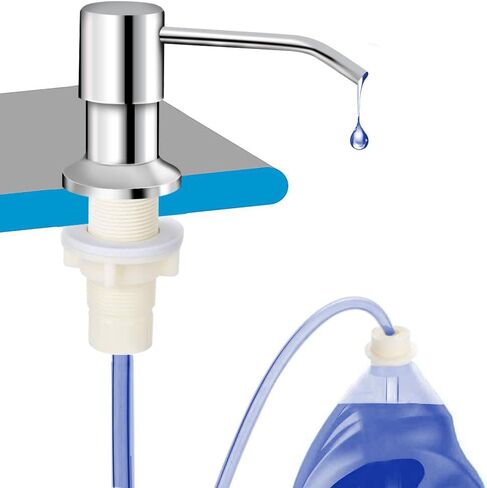 Dish Soap Dispenser for Kitchen Sink, Countertop Sink Soap Dispenser Water Pump with 47" No-Spill Extension Tube Kit Design for Kitchen Bathroom, Easy to Press, No More Refills （Golden） in Kuwait