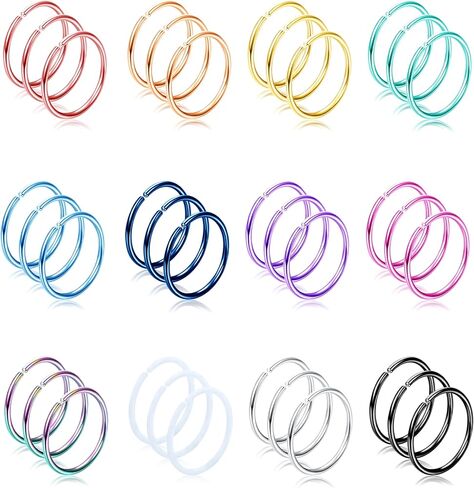 Drperfect 36Pcs 20G Nose Ring Hoop for Women Men 316L Stainless Steel Helix Tragus Lip Septum Ring Cartilage Earring Hoop Piercing Jewelry in Saudi Arabia