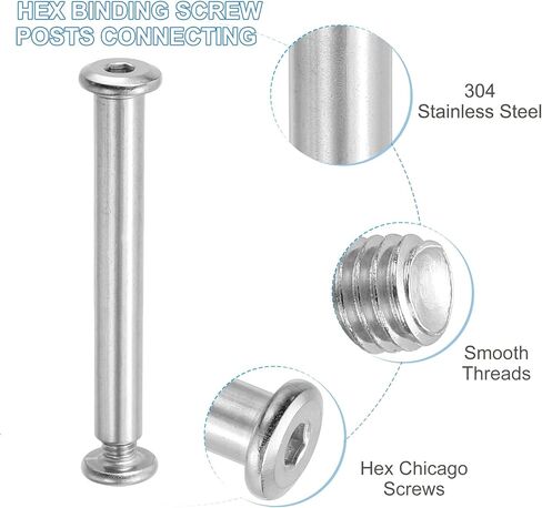 براغي Patikil Hex Chicago ، 10 مجموعة المسمار المسمار الربط M6 × 35 مم توصيل Hex Drive Cap Cap Bolt Brold for scrapbook belt belt belt photo photo repair ، silver in Kuwait