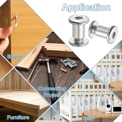 براغي Patikil Hex Chicago ، 10 مجموعة المسمار المسمار الربط M6 × 35 مم توصيل Hex Drive Cap Cap Bolt Brold for scrapbook belt belt belt photo photo repair ، silver in Saudi Arabia