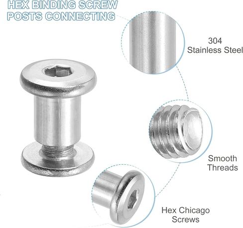 براغي Patikil Hex Chicago ، 10 مجموعة المسمار المسمار الربط M6 × 35 مم توصيل Hex Drive Cap Cap Bolt Brold for scrapbook belt belt belt photo photo repair ، silver in Saudi Arabia