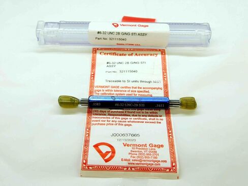 جديد 6 32 UNC 2B Sti Vermont Thread Plug Gage #6 .138 GO NO GO PDS = .1583 & .1611 - CH2533VTG in Saudi Arabia
