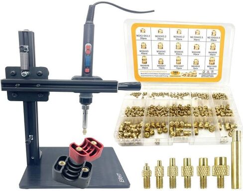 Heat Set Insert tip Tool Vertical Heat Pressing Machine Heat Brass Inserts 3D Printing and 360pcs Thread Knurled Nut M2 M2.5 M3 M4 M5 M6 (Heat Set Insert Tool) in Saudi Arabia